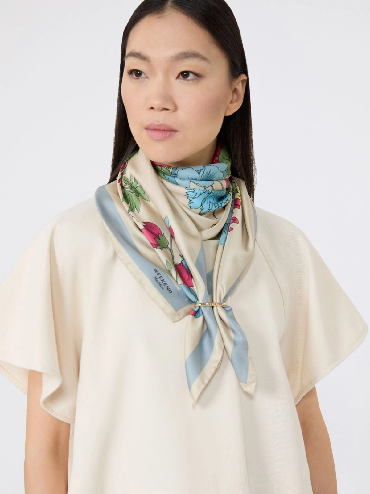 WEEKEND Foulard in twill di seta fantasia - BEIGE WKAONESTORING 001 WEEKEND 