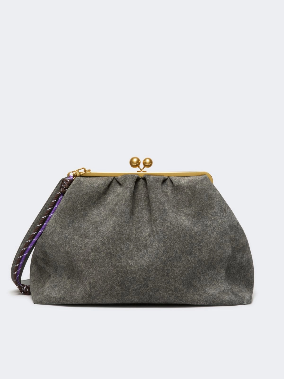 Pasticcino Bag XXL in pelle scamosciata texturizzata - GRIGIO SCURO<BR/> WKAUTILE 001 WEEKEND 