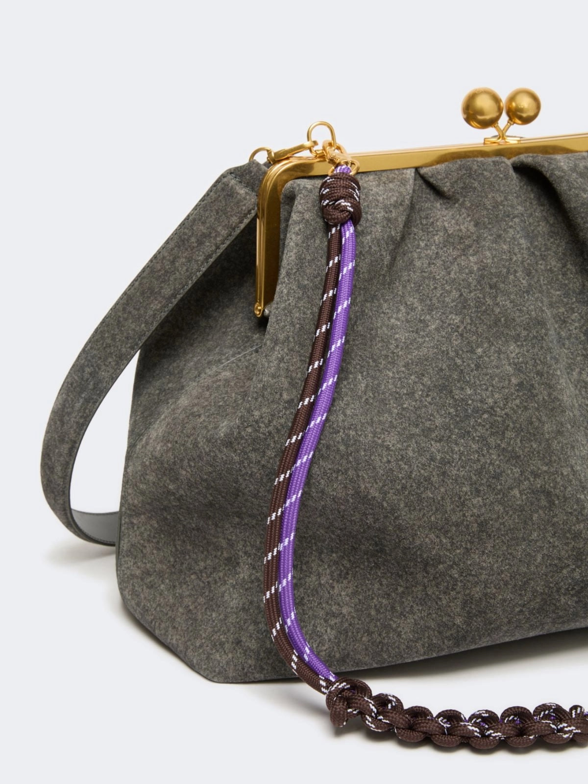 Pasticcino Bag XXL in pelle scamosciata texturizzata - GRIGIO SCURO<BR/> WKAUTILE 001 WEEKEND 
