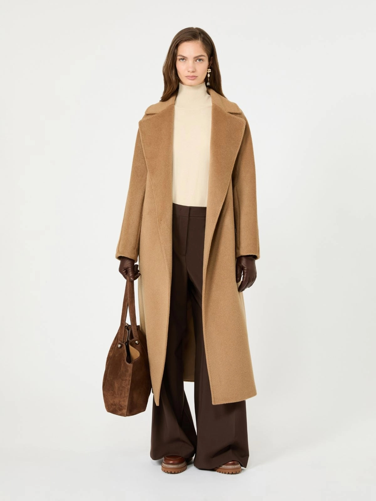 Pantalone in tela di lana - MARRONE SCURO WKDADELFI 013 WEEKEND 