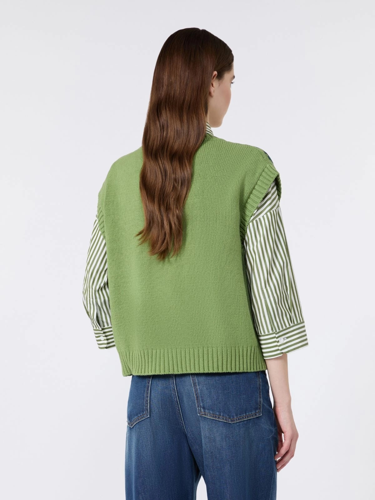 WEEKEND Gilet in misto cotone intarsiato - VERDE WKDALAMARO 010 WEEKEND 