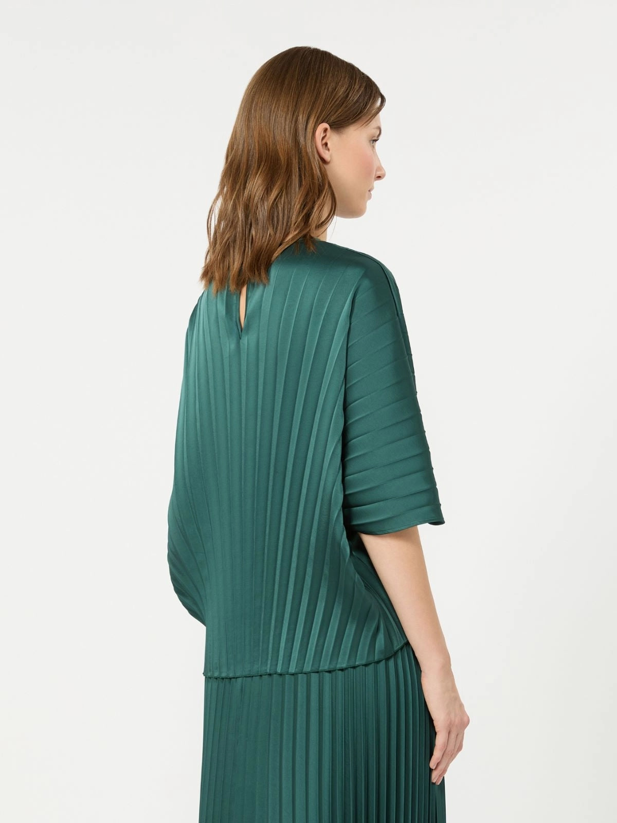 Blusa ampia in raso plissé - VERDE SCURO WKDAUREO 011 WEEKEND 