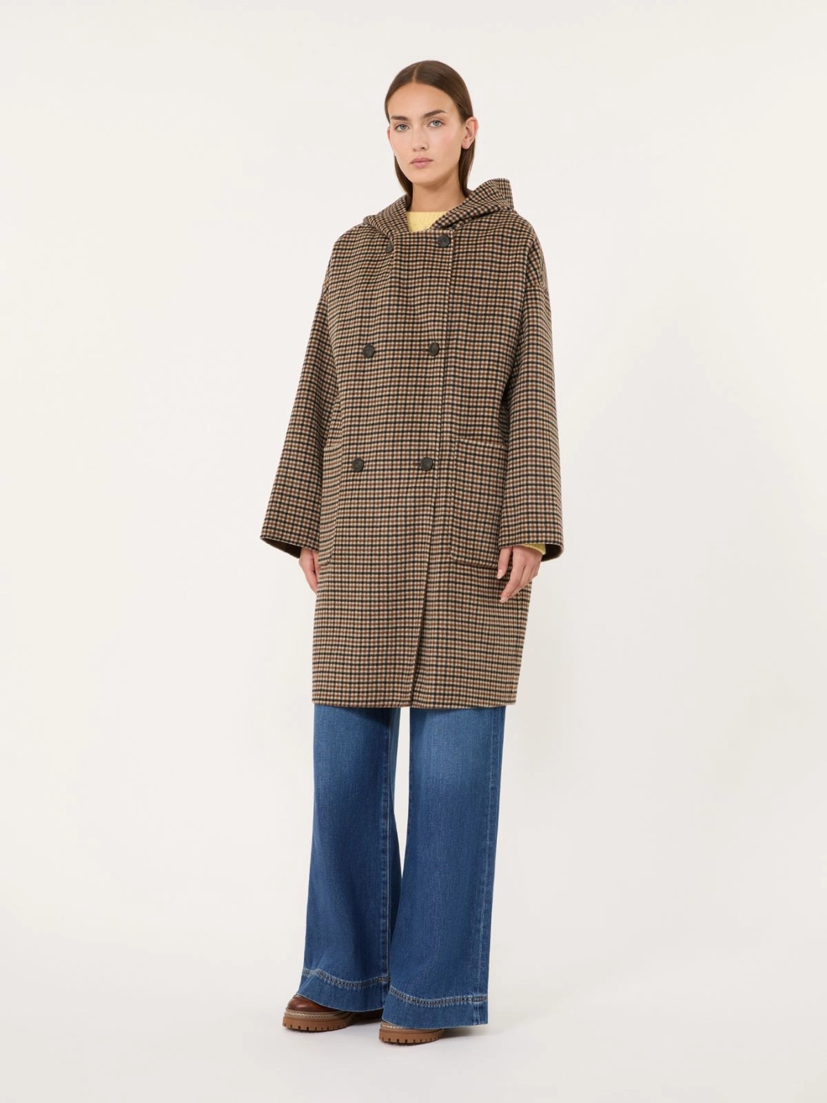 Cappotto in doppio drap di lana - MARRONE<BR/> WKDBALTA 001 WEEKEND 