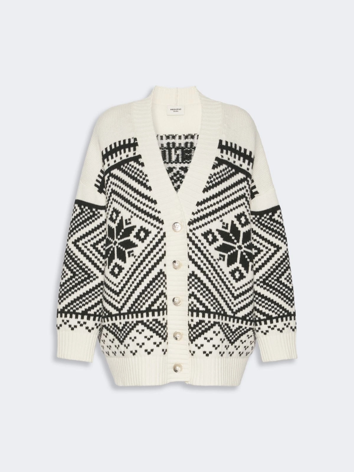 Cardigan in lana jacquard - NERO<BR/> WKDBELGIO 004 WEEKEND 