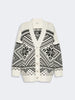 Jacquard-Cardigan aus Wolle - SCHWARZ