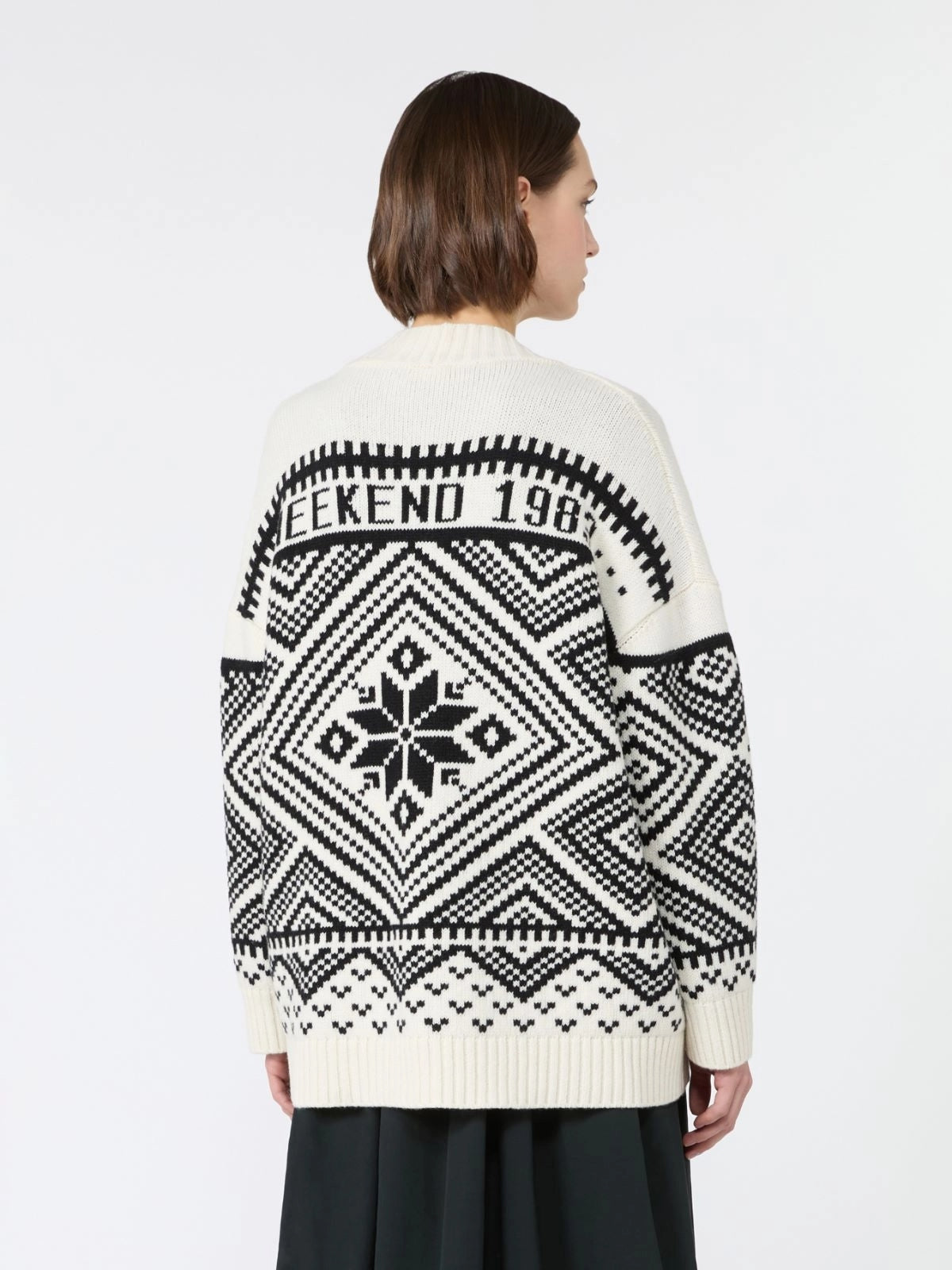 Cardigan in lana jacquard - NERO<BR/> WKDBELGIO 004 WEEKEND 