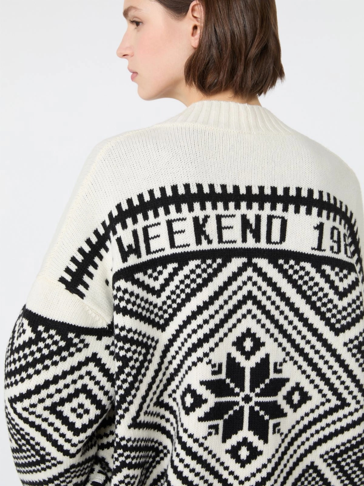 Cardigan in lana jacquard - NERO<BR/> WKDBELGIO 004 WEEKEND 