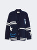 WEEKEND Jacquard-Cardigan aus Wolle - MARINEBLAU