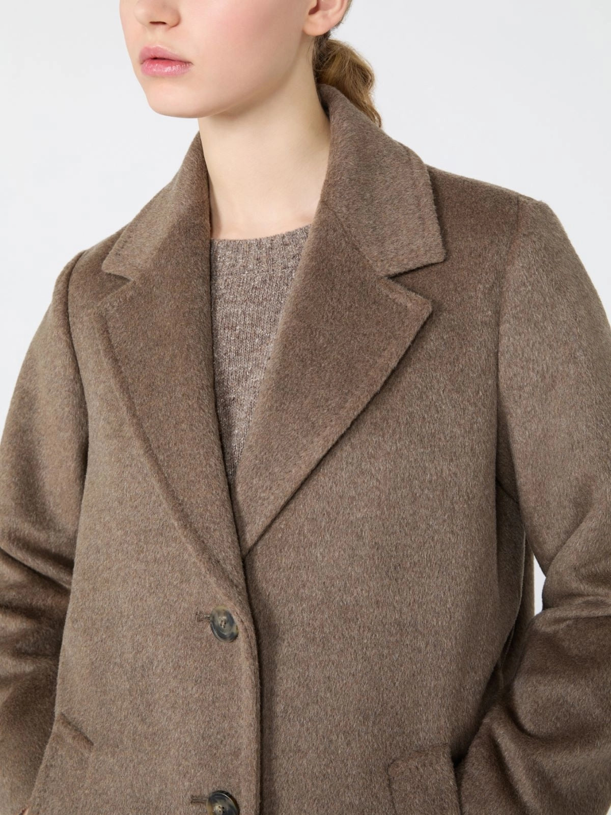 WEEKEND Cappotto lungo in orsetto di lana e alpaca - MARRON GLACE' WKDBRONTE 025 WEEKEND 