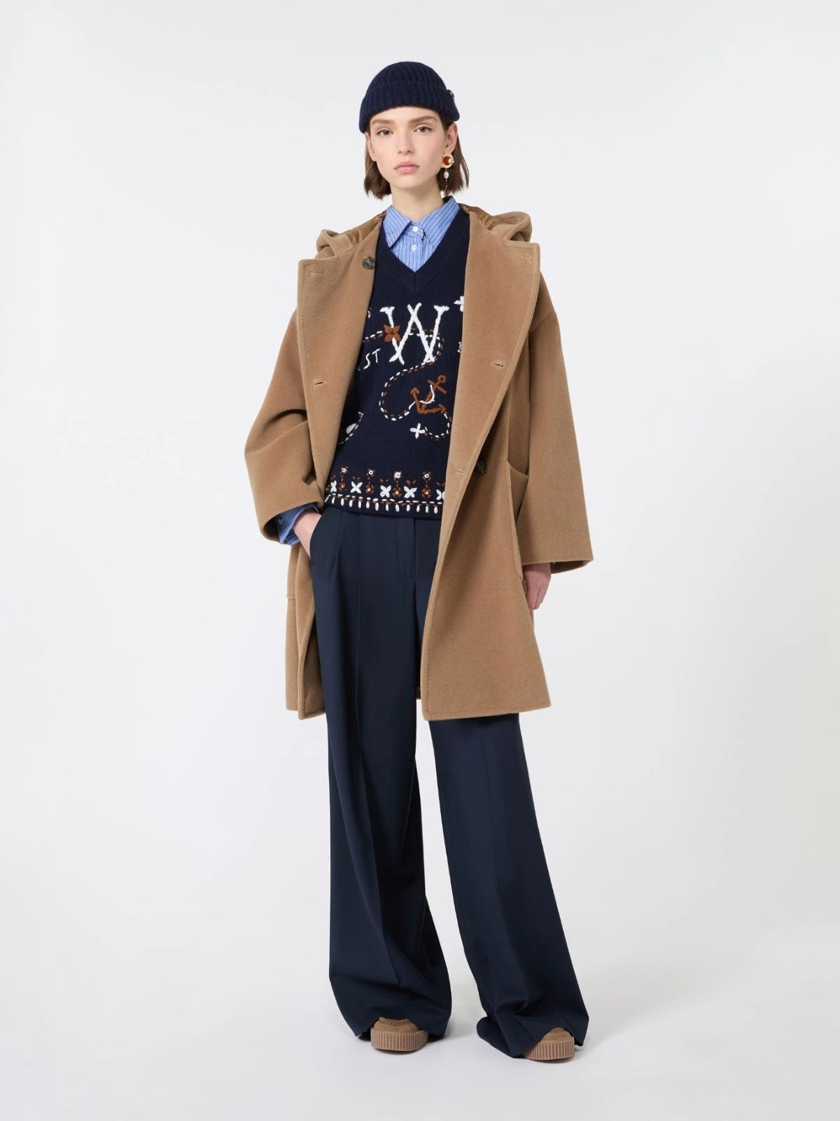 WEEKEND Gilet in filato di lana con ricami - BLU MARINO WKDCACAO 002 WEEKEND 