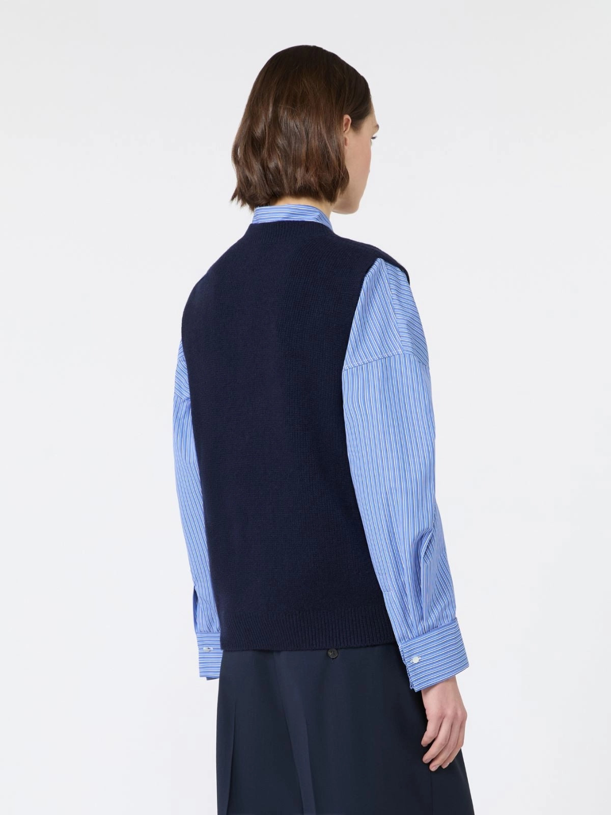 WEEKEND Gilet in filato di lana con ricami - BLU MARINO WKDCACAO 002 WEEKEND 