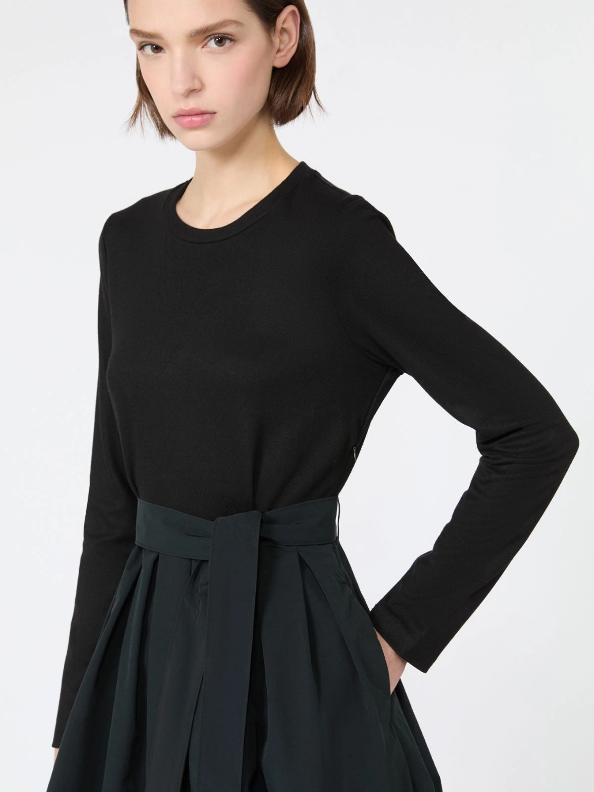 Abito in jersey jacquard e taffettà - NERO<BR/> WKDCARIOCA 003 WEEKEND 