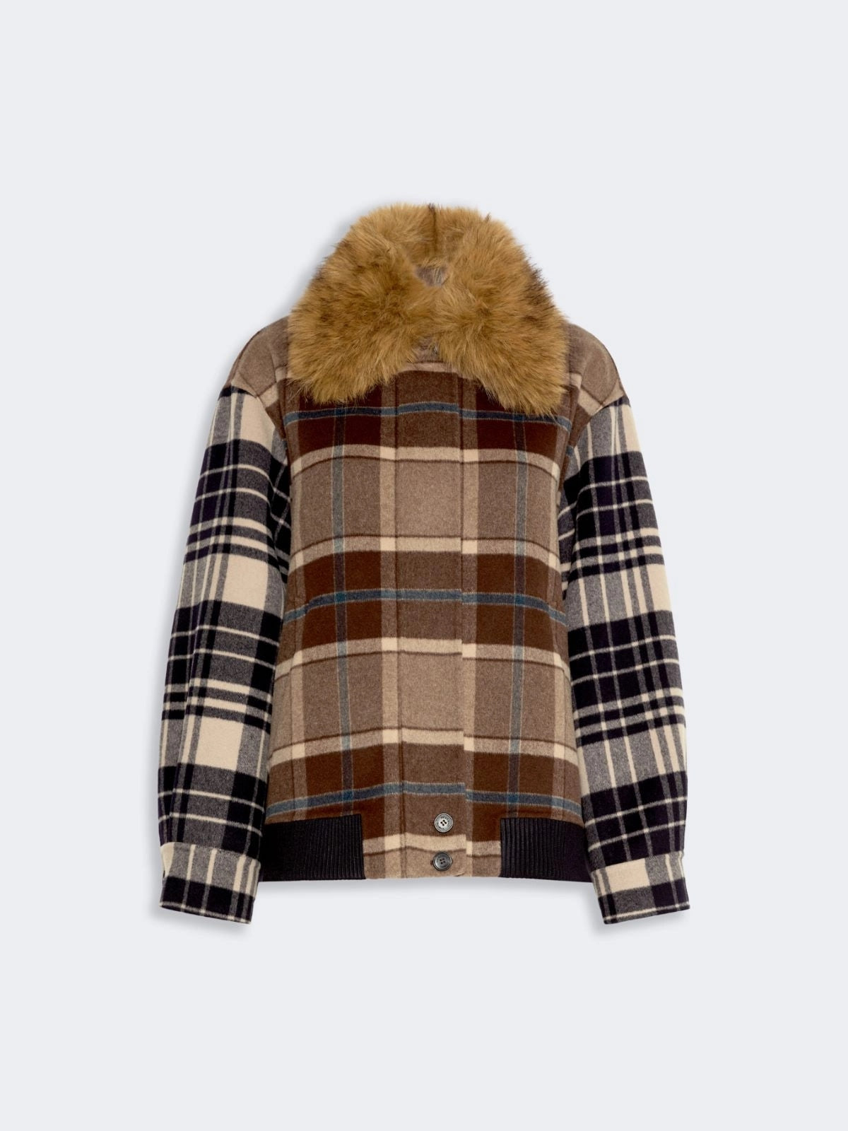 Bomber in drap di lana Check - MARRONE<BR/> WKDDIVINA 001 WEEKEND 