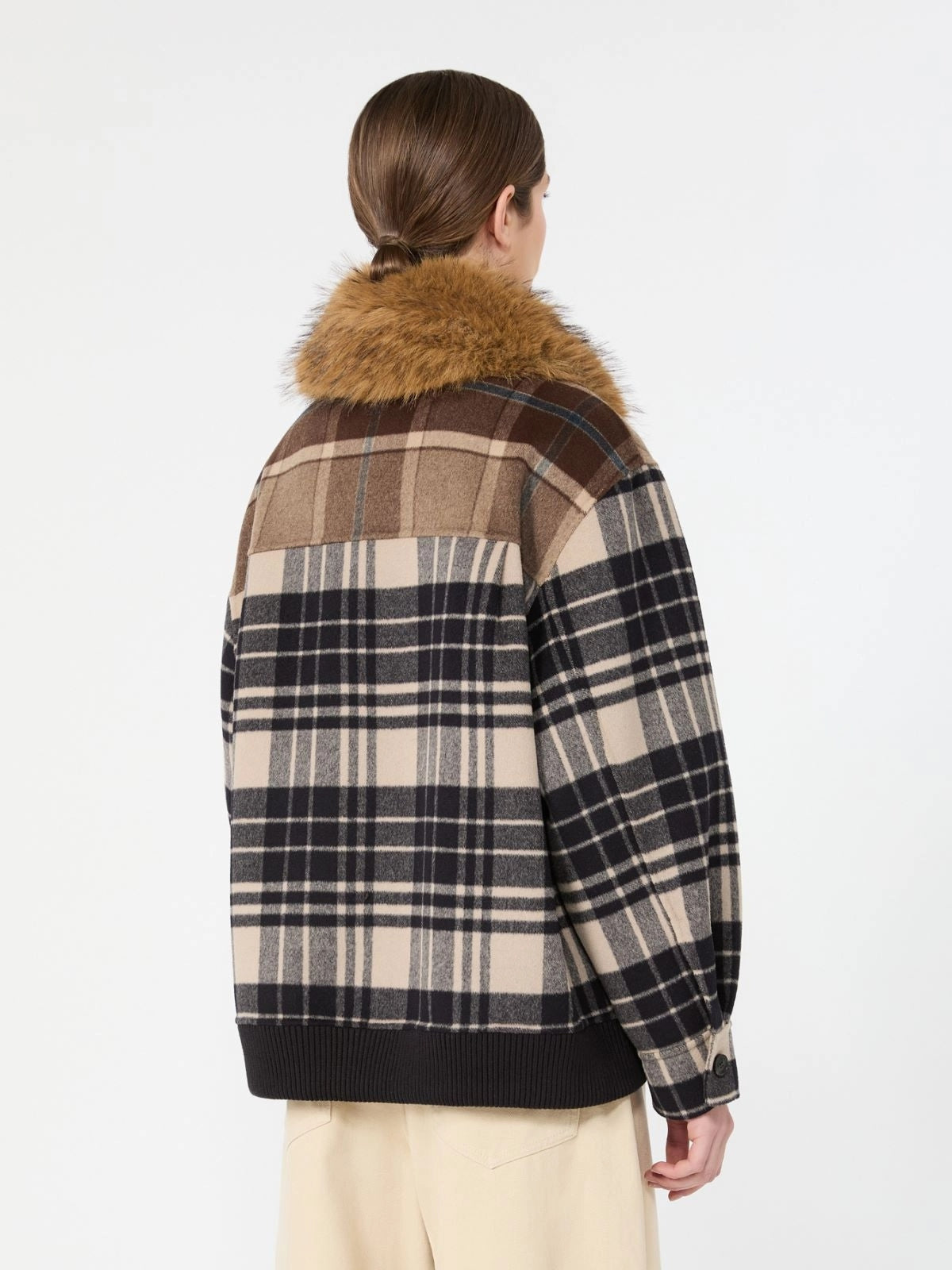 Bomber in drap di lana Check - MARRONE<BR/> WKDDIVINA 001 WEEKEND 