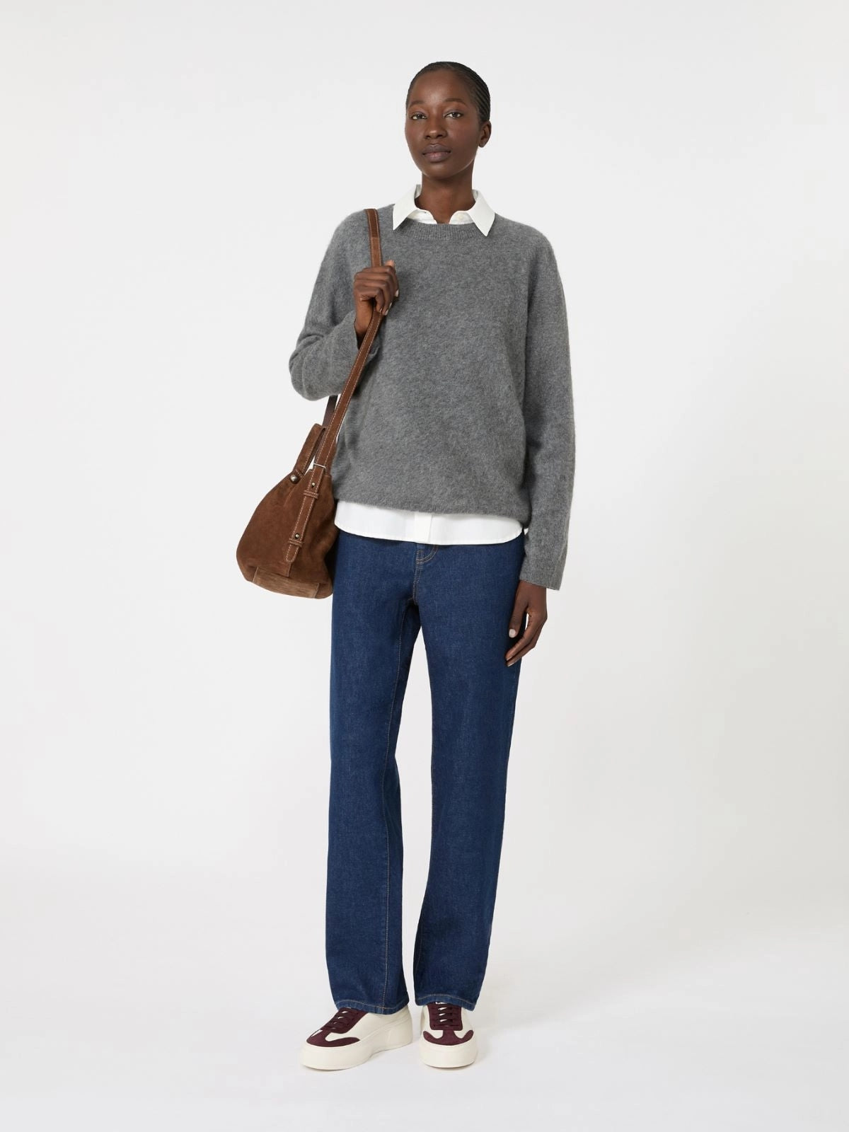 Maglia girocollo in lana e cachemire - GRIGIO SCURO<BR/> WKDECO 003 WEEKEND 