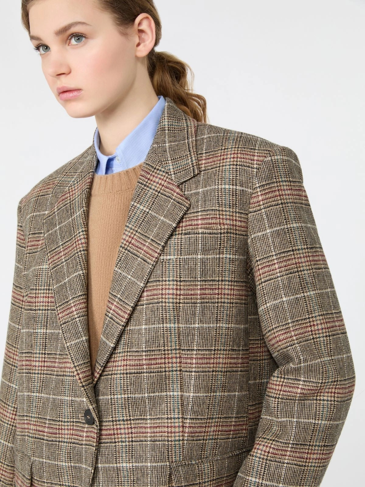 WEEKEND Blazer monopetto in lana Principe di Galles - CAMMELLO<BR/> WKDFEBO 003 WEEKEND 