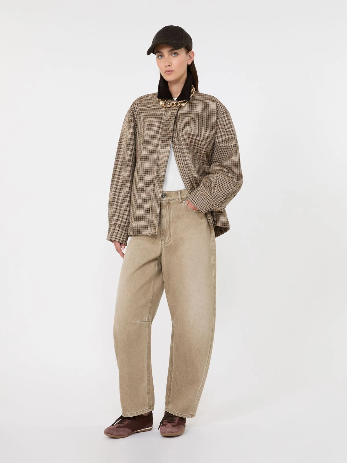 WEEKEND Giacca bomber in lana Pied de Poule - MARRONE<BR/> WKDFESTA 001 WEEKEND 