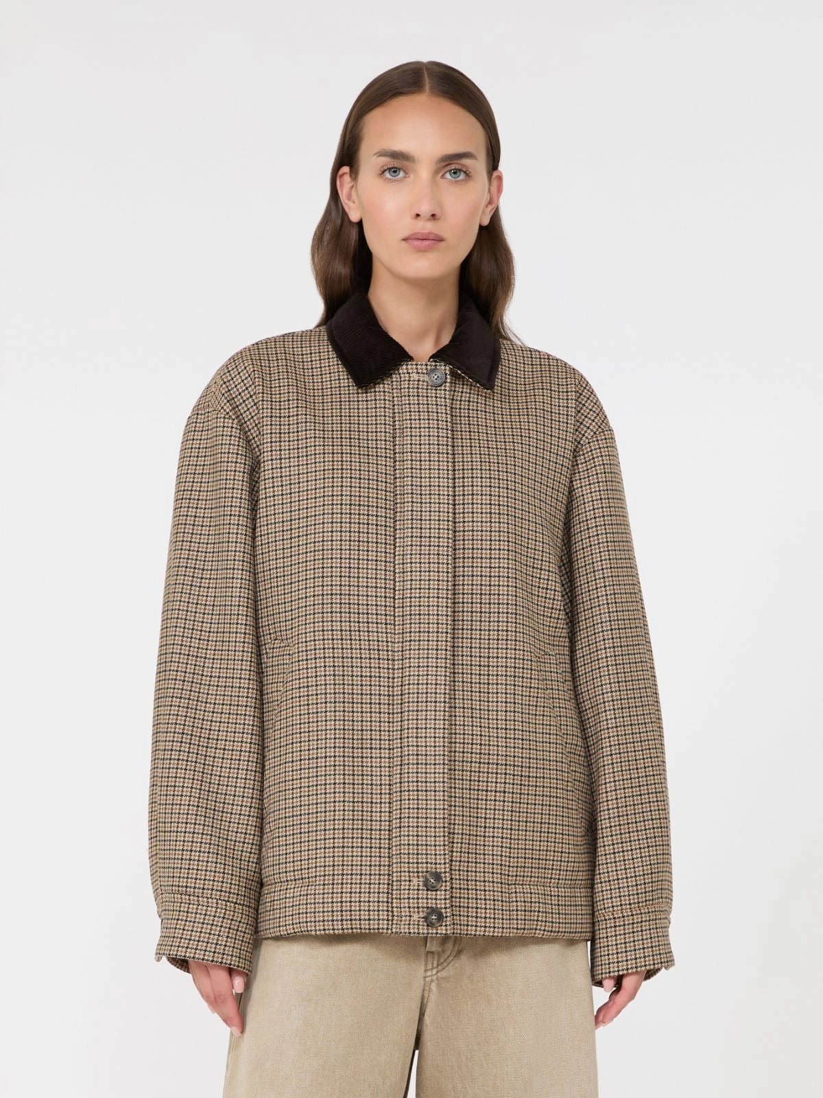WEEKEND Giacca bomber in lana Pied de Poule - MARRONE<BR/> WKDFESTA 001 WEEKEND 