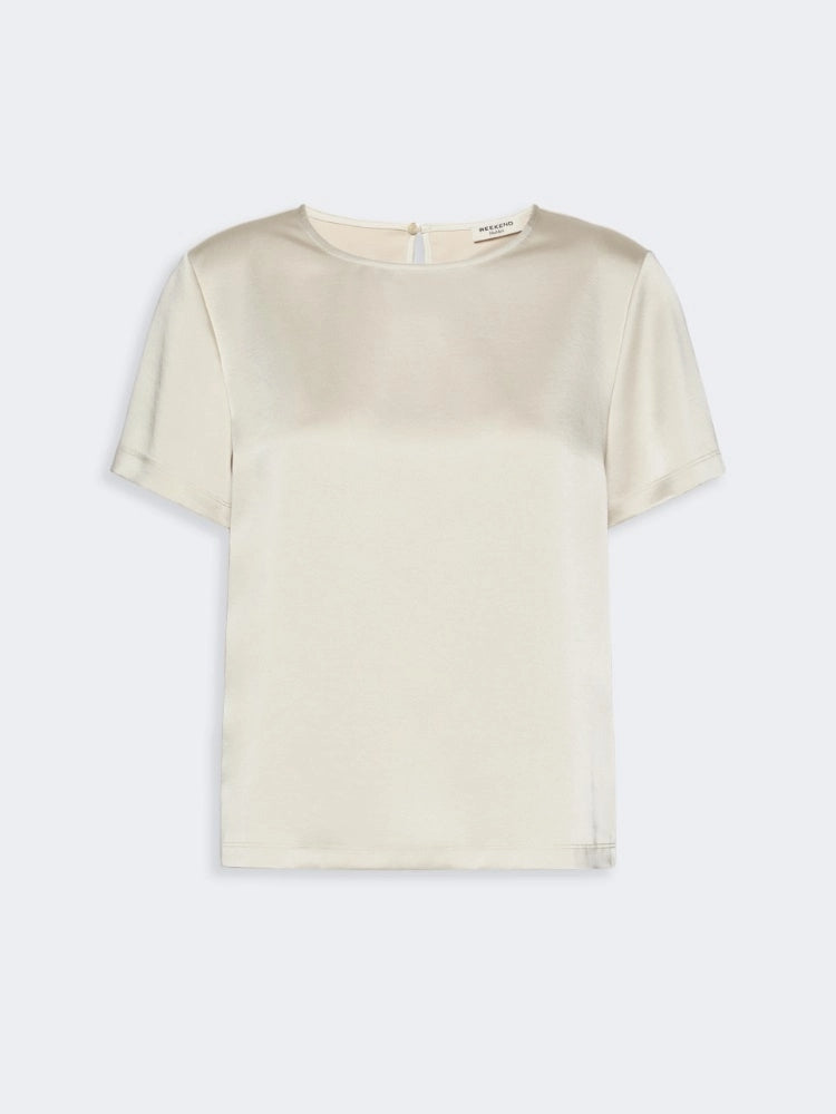 WEEKEND T-shirt girocollo in raso - AVORIO<BR/> WKDGILBERT 001 WEEKEND 