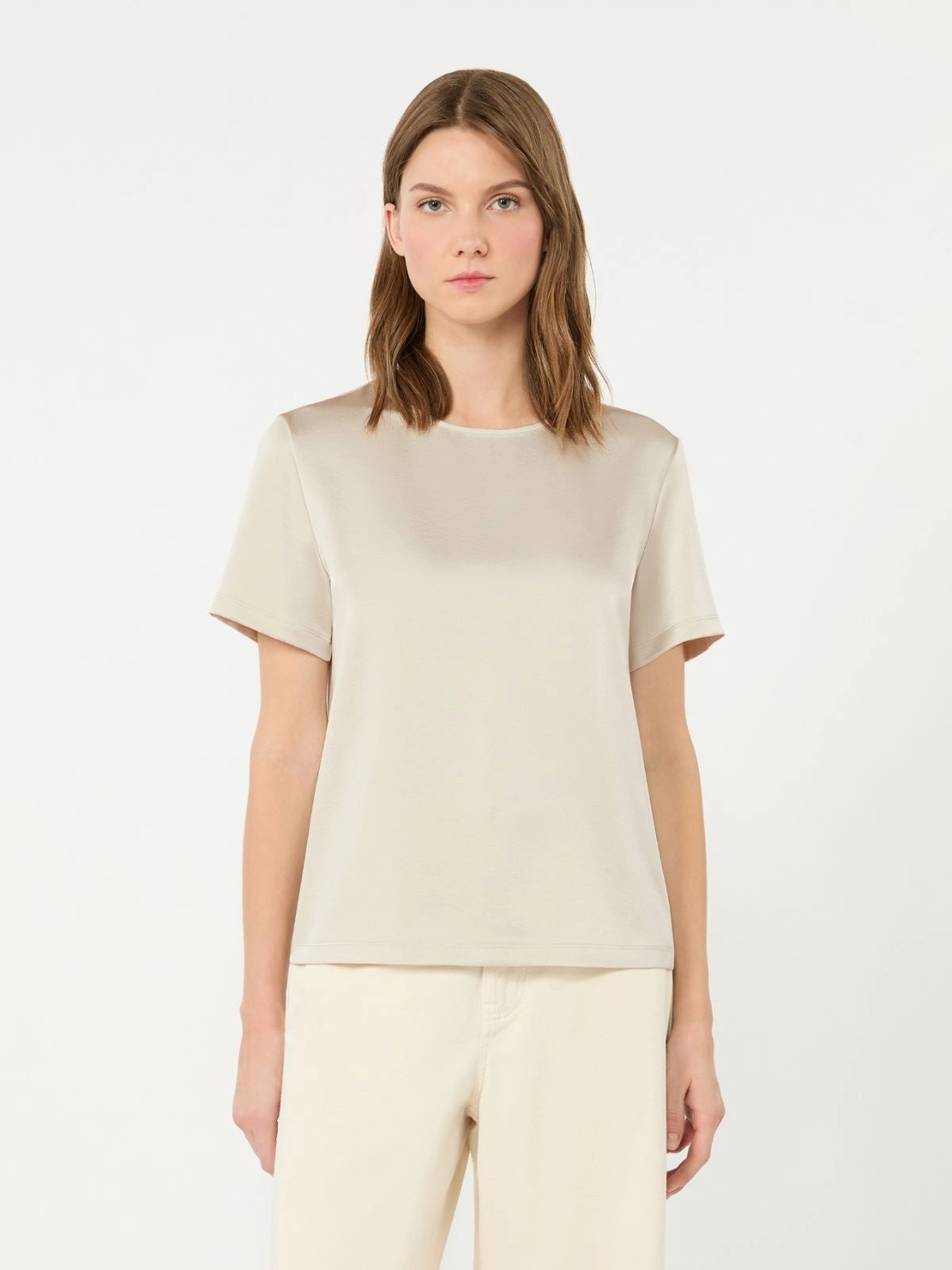 WEEKEND T-shirt girocollo in raso - AVORIO<BR/> WKDGILBERT 001 WEEKEND 