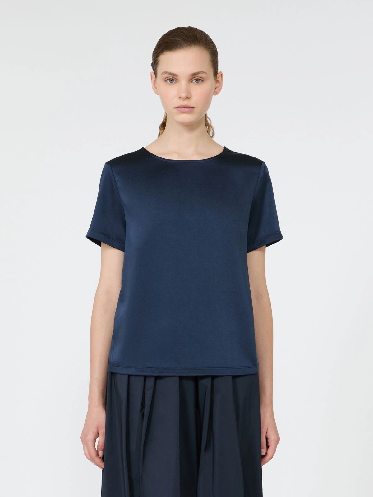 WEEKEND T-shirt girocollo in raso - BLU<BR/> WKDGILBERT 007 WEEKEND 