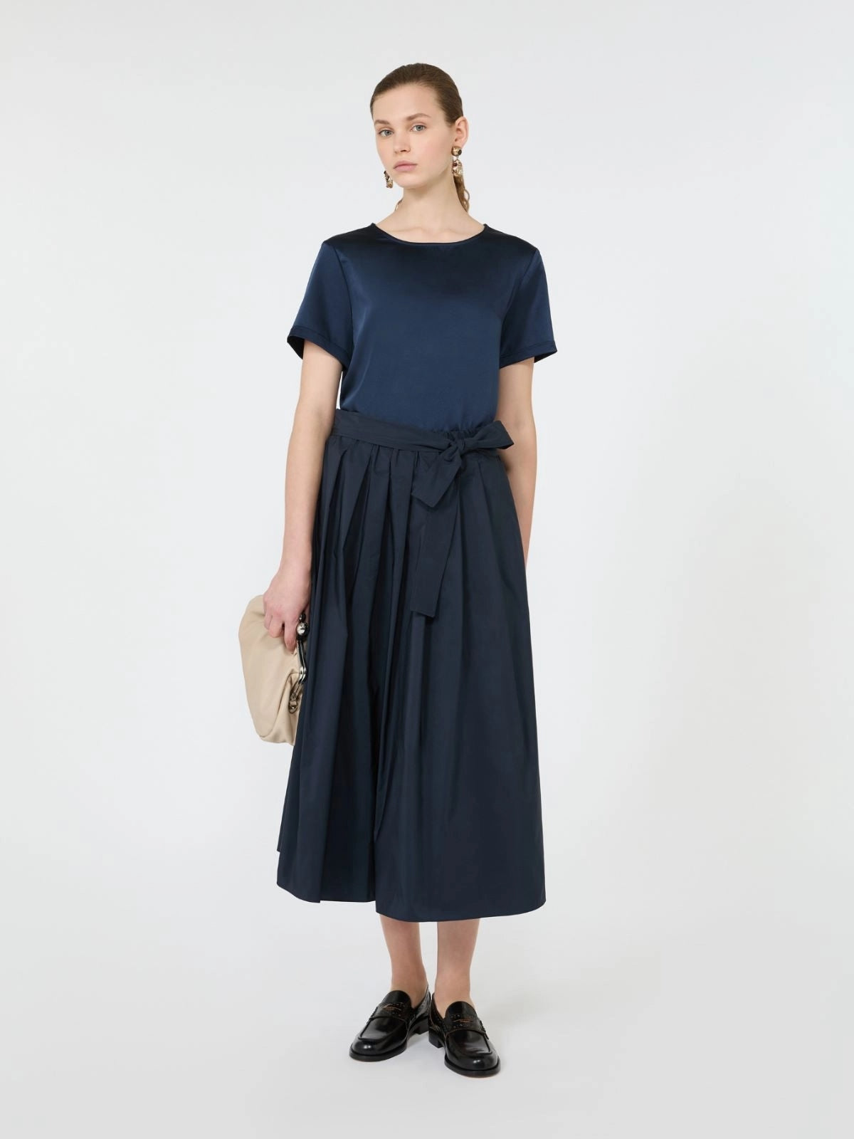 WEEKEND T-shirt girocollo in raso - BLU<BR/> WKDGILBERT 007 WEEKEND 