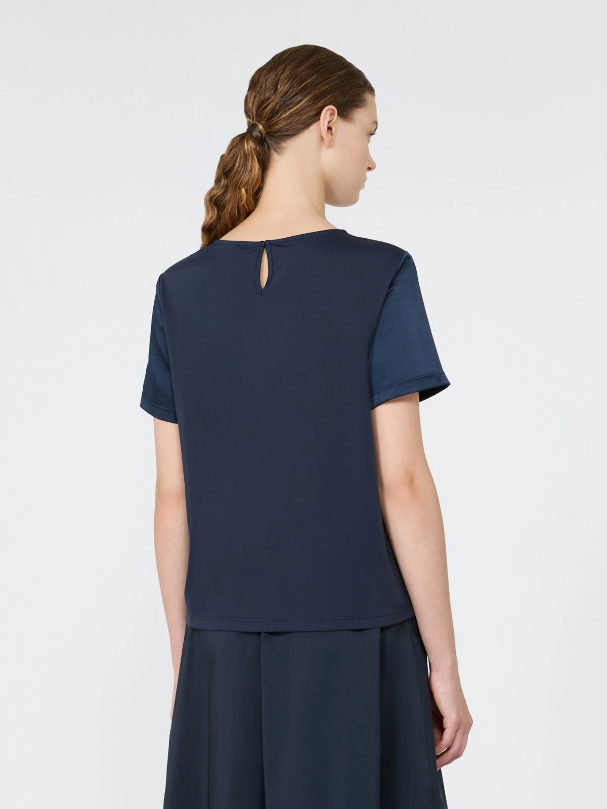 WEEKEND T-shirt girocollo in raso - BLU<BR/> WKDGILBERT 007 WEEKEND 
