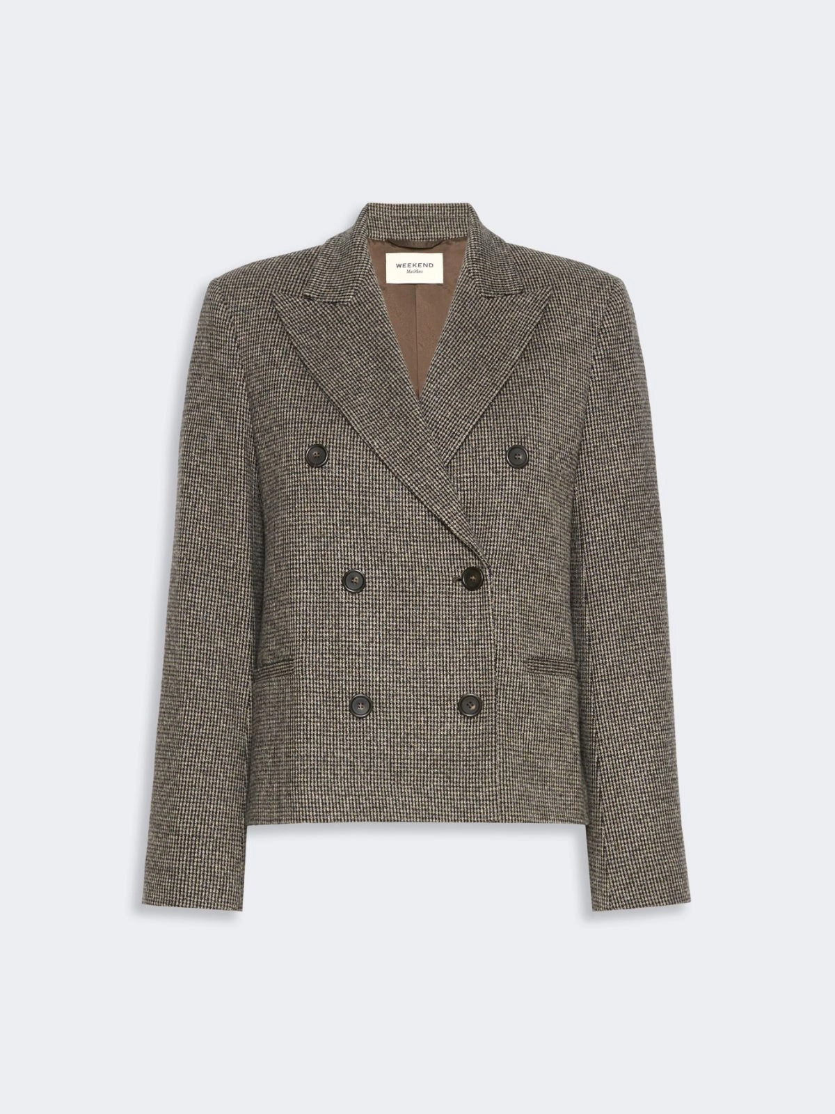 Giacca doppiopetto in jersey micro jacquard - MARRONE<BR/> WKDGRADO 002 WEEKEND 