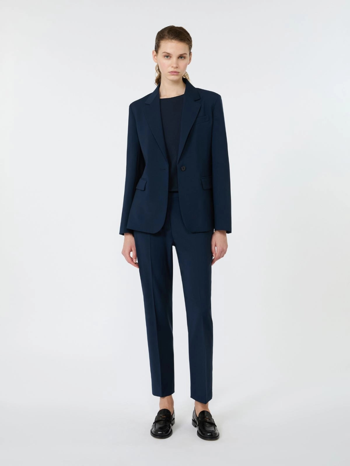 WEEKEND Blazer monopetto in lana stretch - BLU<BR/> WKDLAMINE 001 WEEKEND 