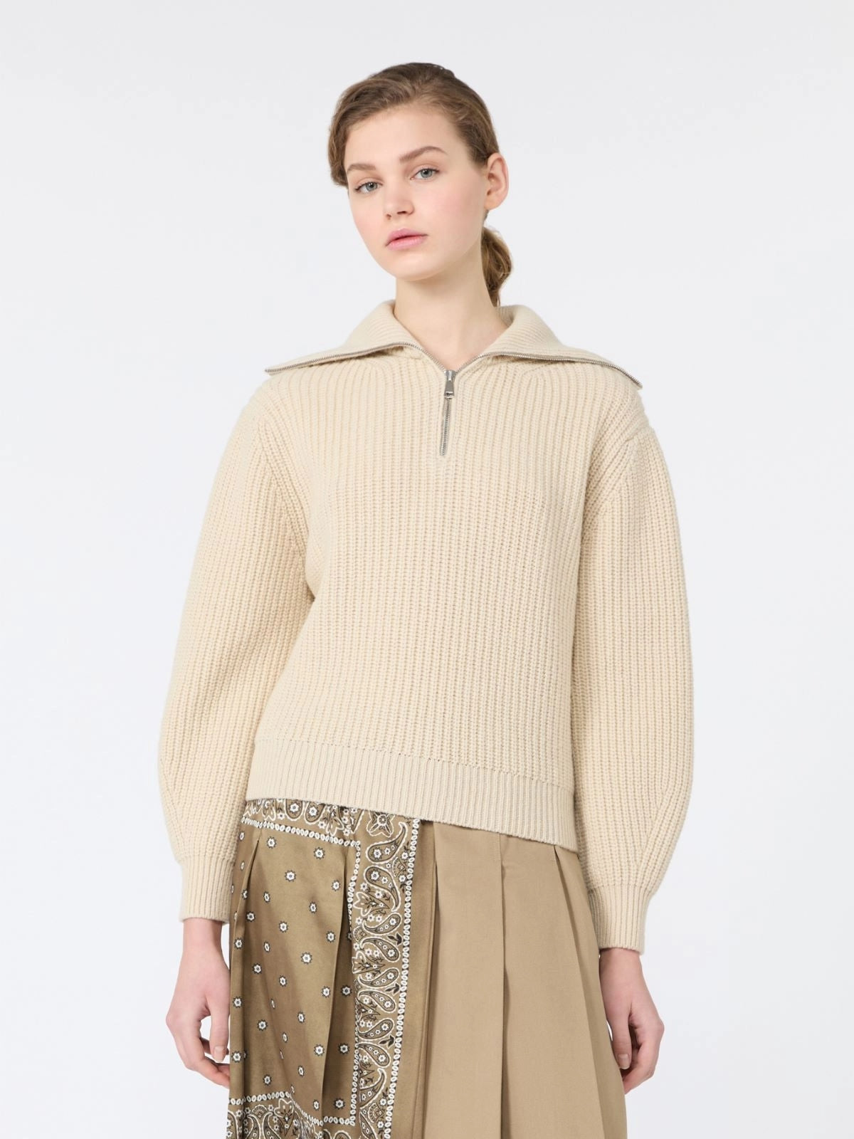 WEEKEND Dolcevita con zip in lana - GHIACCIO<BR/> WKDLASER 008 WEEKEND 