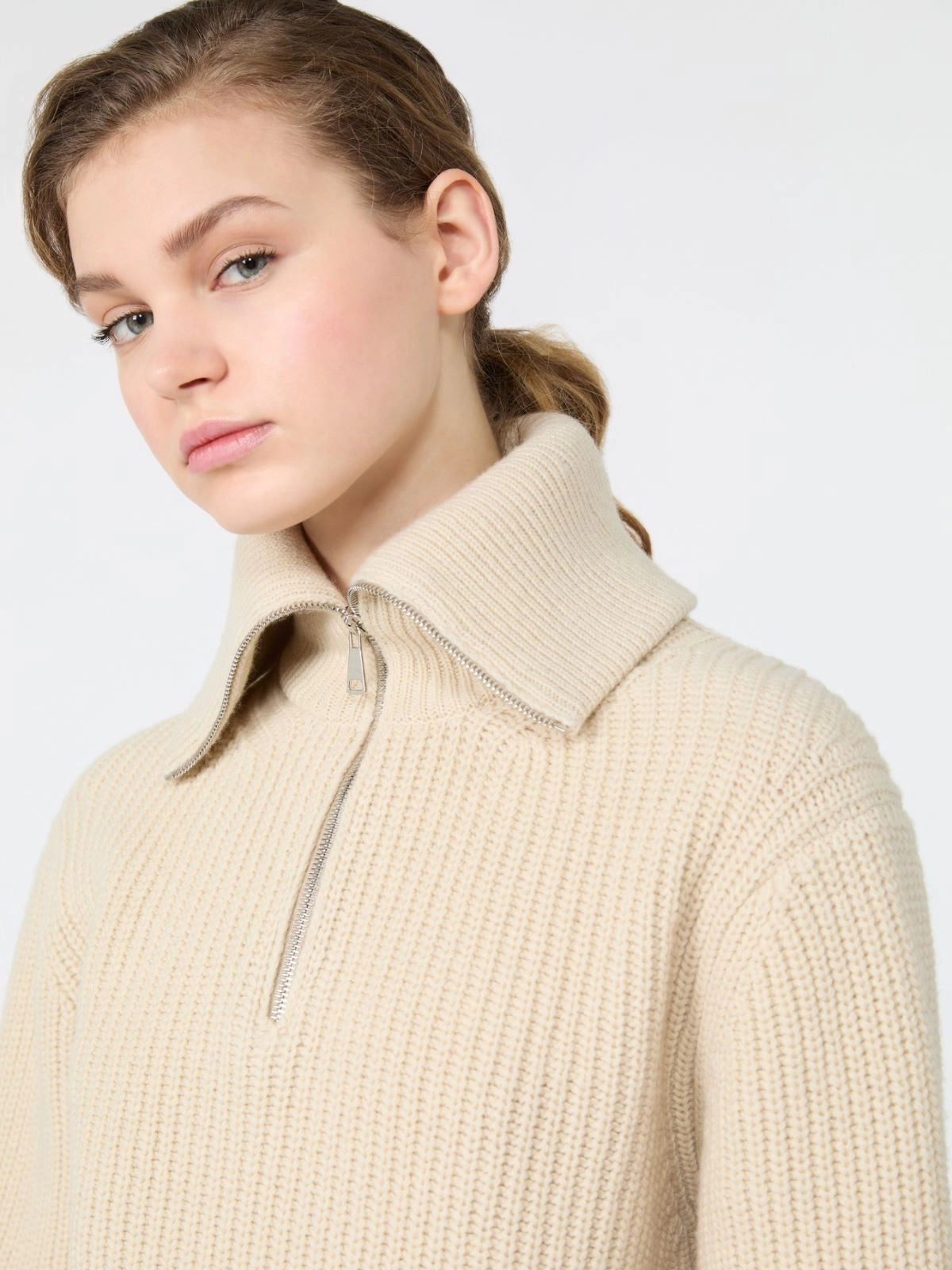 WEEKEND Dolcevita con zip in lana - GHIACCIO<BR/> WKDLASER 008 WEEKEND 