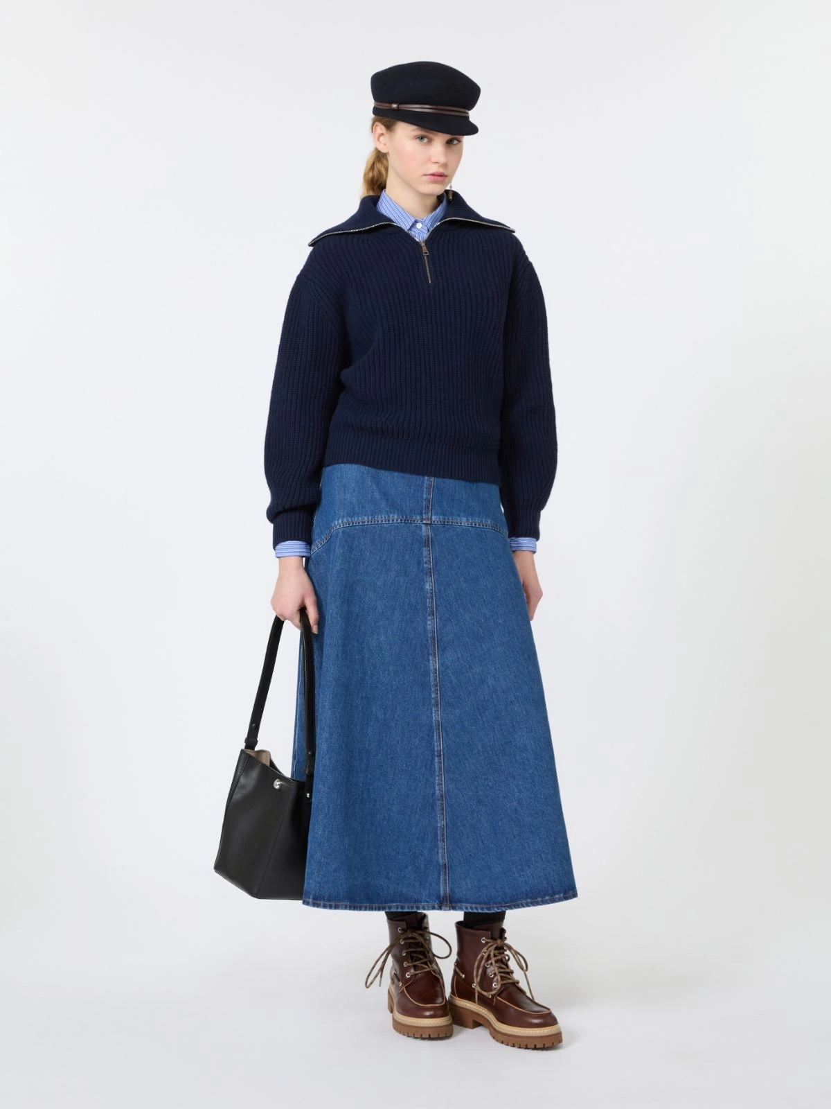 WEEKEND Dolcevita con zip in lana - BLU<BR/> WKDLASER 010 WEEKEND 