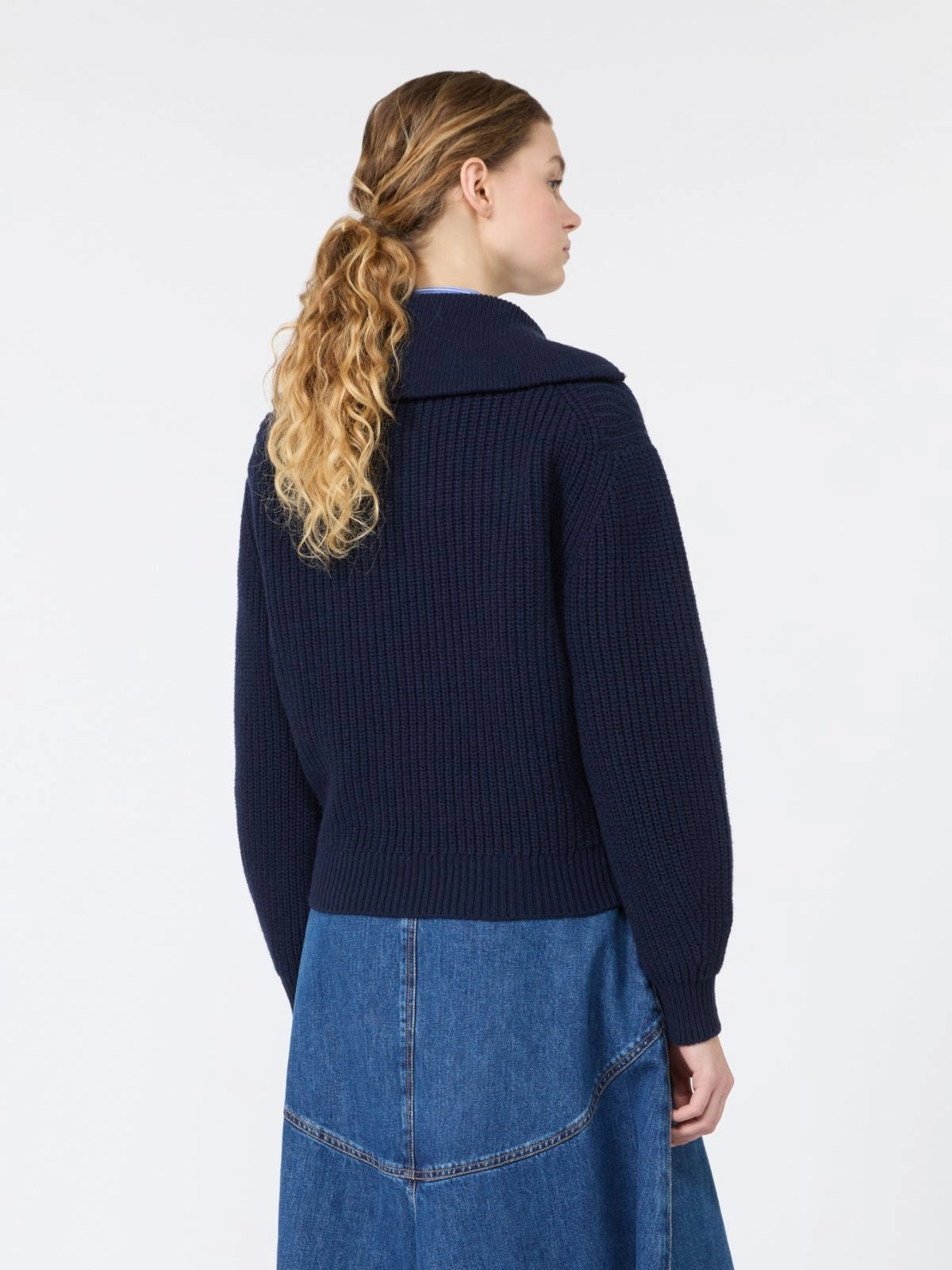 WEEKEND Dolcevita con zip in lana - BLU<BR/> WKDLASER 010 WEEKEND 