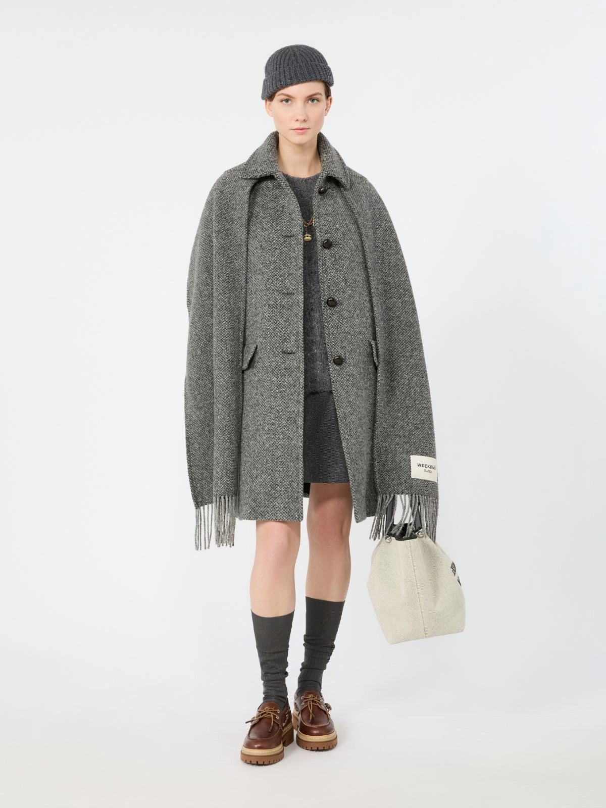 Cappotto in tweed di mista lana - ANTRACITE WKDLATINO 016 WEEKEND 
