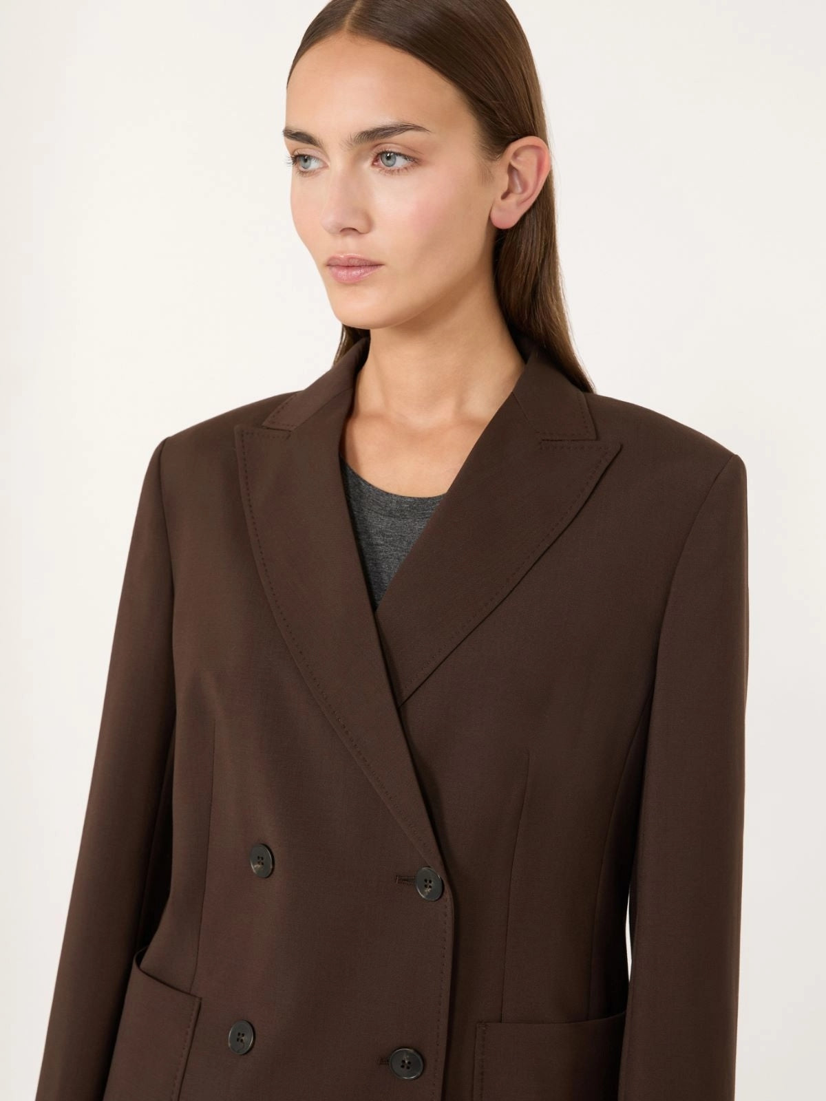 Blazer in tela di lana - MARRONE SCURO<BR/> WKDORNATI 013 WEEKEND 