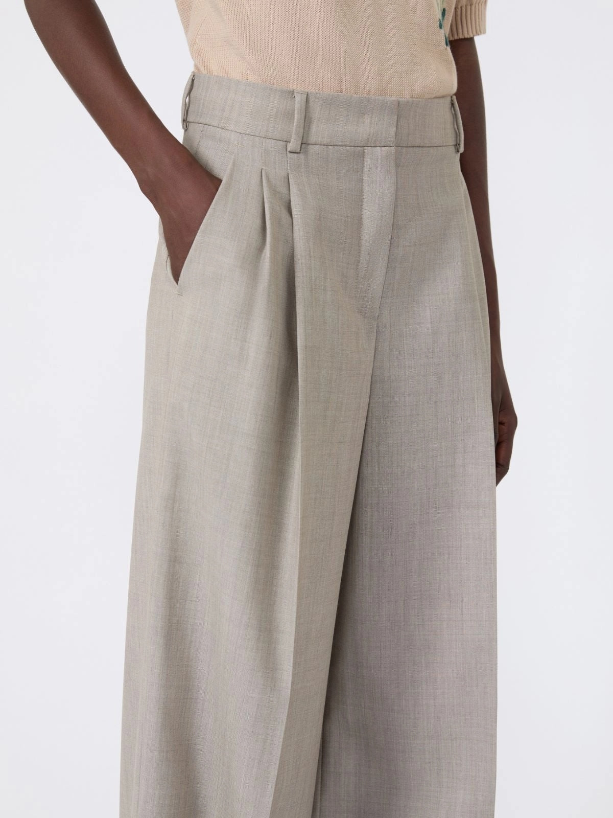 WEEKEND Pantalone wide leg in tela di lana - NOCCIOLA WKDOVVIO 001 WEEKEND 