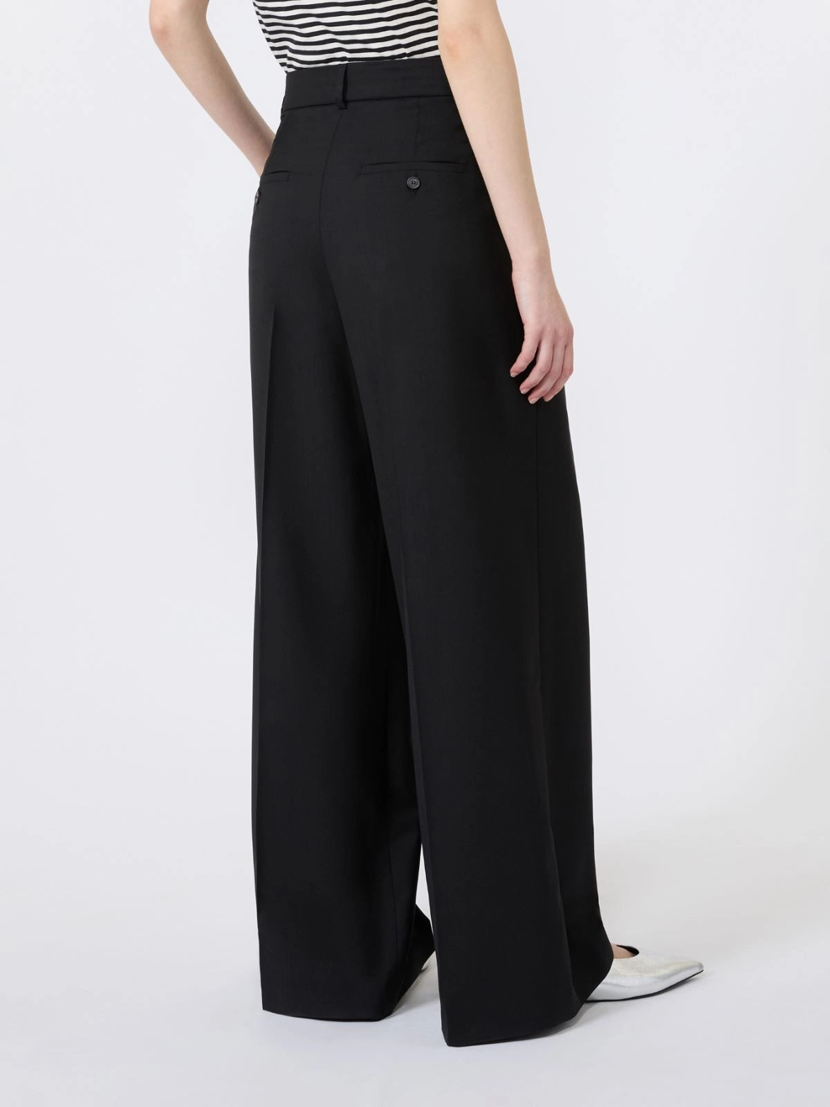 WEEKEND Pantalone wide leg in tela di lana - NERO WKDOVVIO 002 WEEKEND 