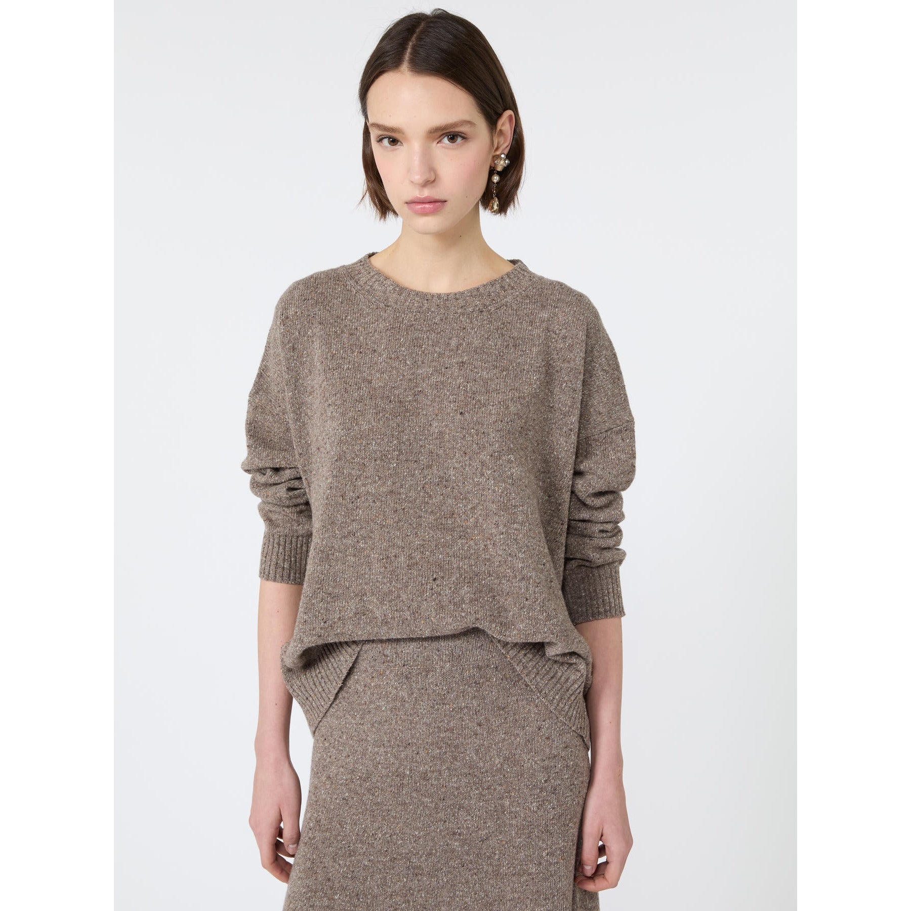 WEEKEND Maglia in mista lana e seta effetto tweed - Noce WKDPALCHI 005 WEEKEND 