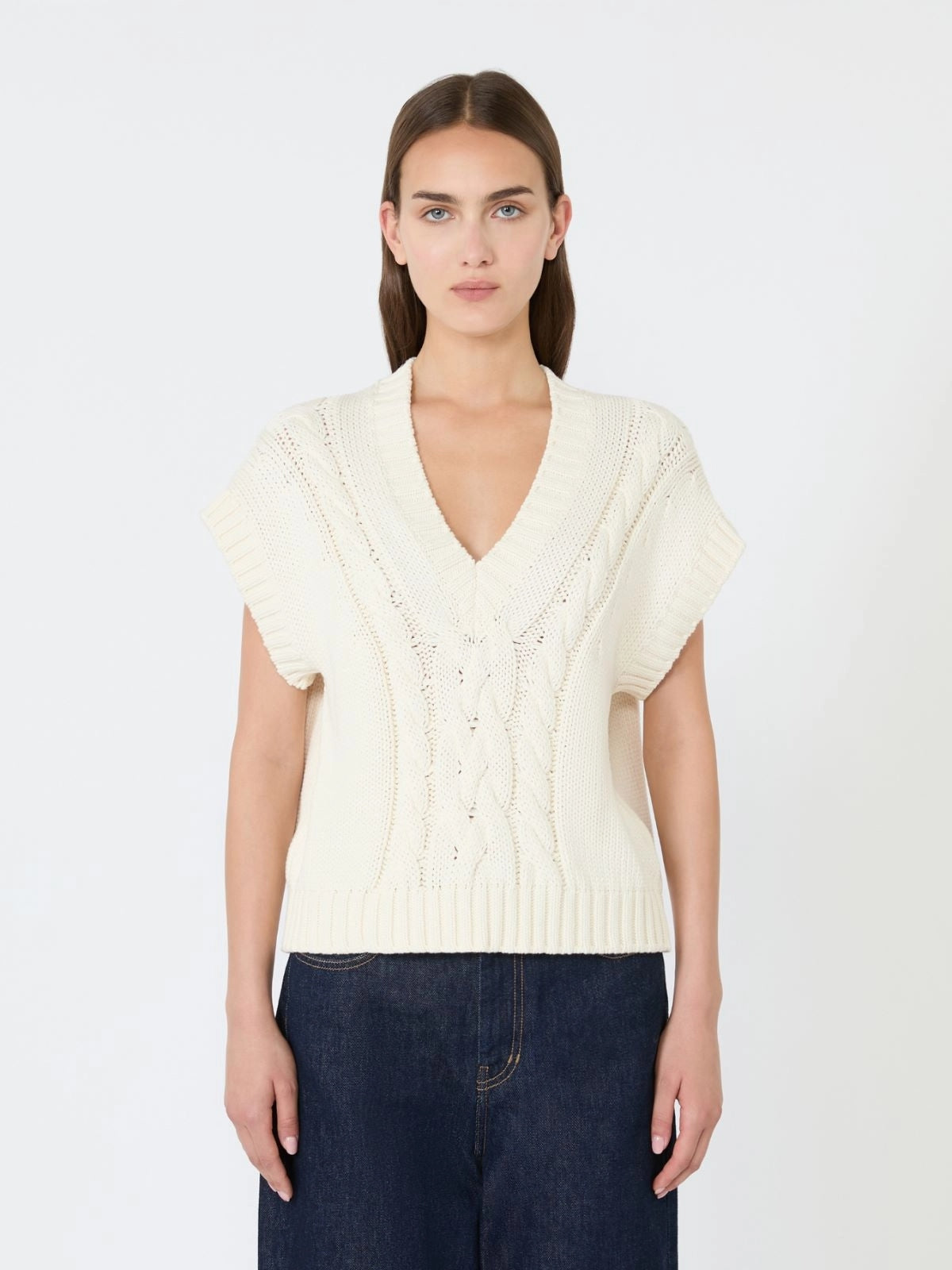 WEEKEND Gilet in filato di cotone - ECRU WKDPASCIA 001 WEEKEND 