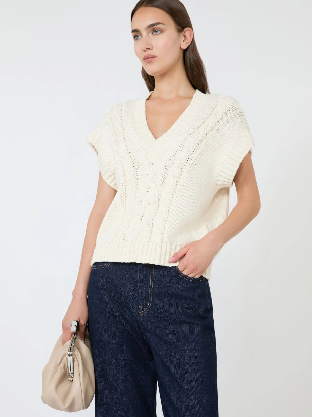 WEEKEND Gilet in filato di cotone - ECRU WKDPASCIA 001 WEEKEND 
