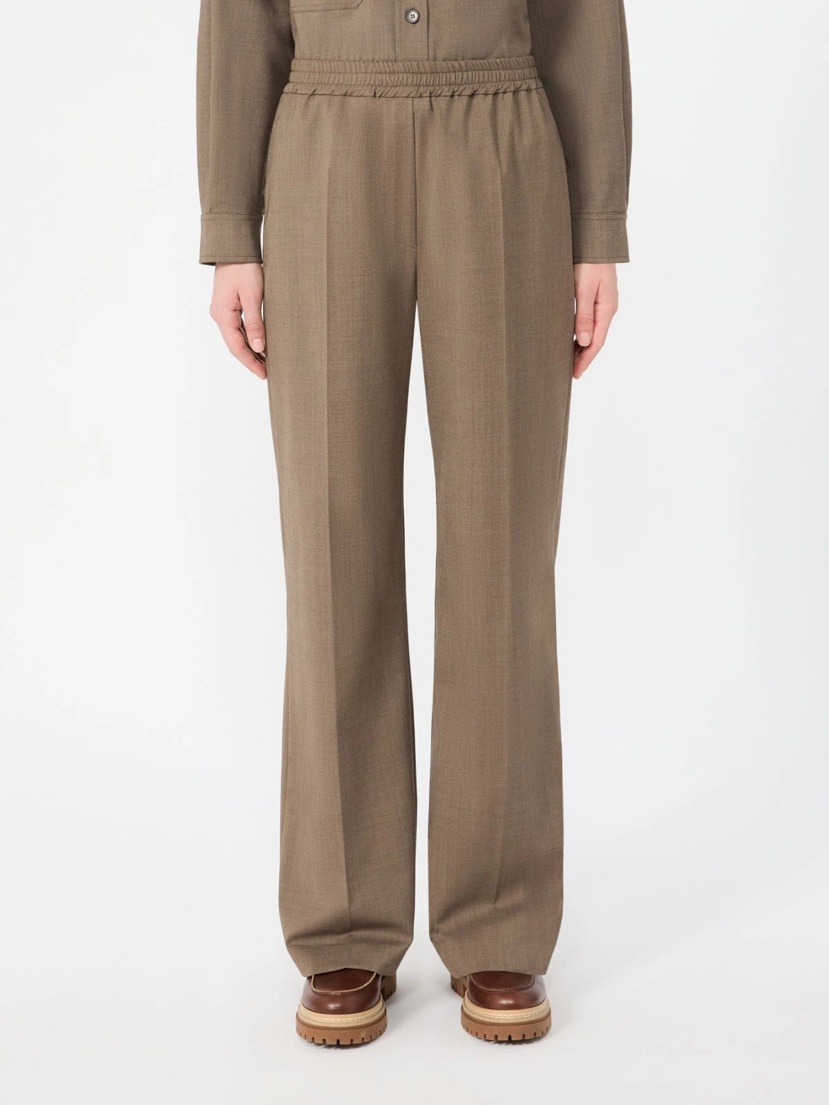 WEEKEND Pantalone in batavia di lana stretch - MARRON GLACE' WKDPETRA 001 WEEKEND 