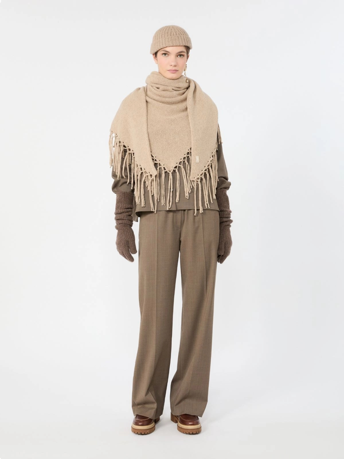 WEEKEND Pantalone in batavia di lana stretch - MARRON GLACE' WKDPETRA 001 WEEKEND 