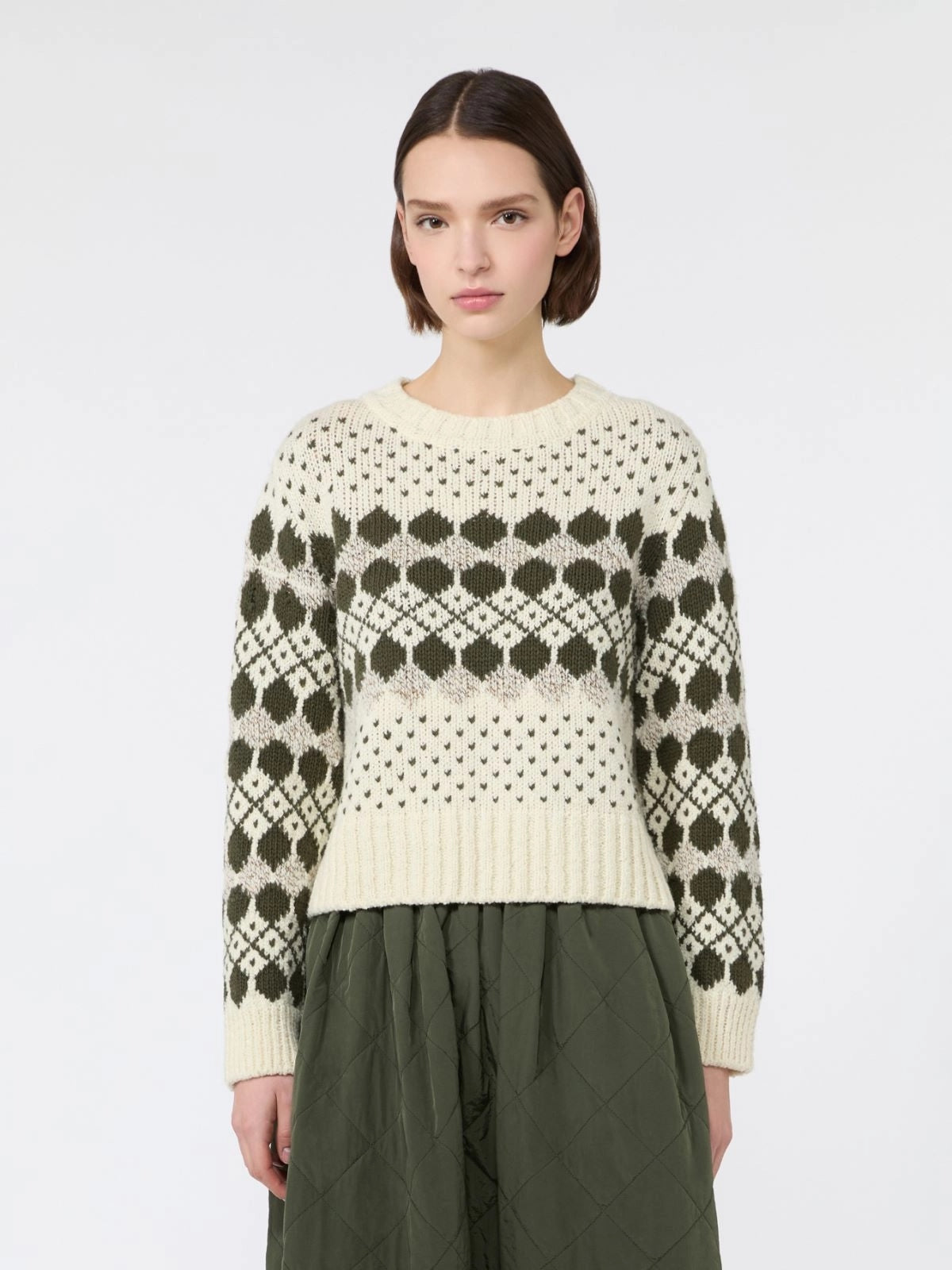 WEEKEND Maglia in lana e cachemire jacquard - VERDE KAKI WKDRANCH 001 WEEKEND 