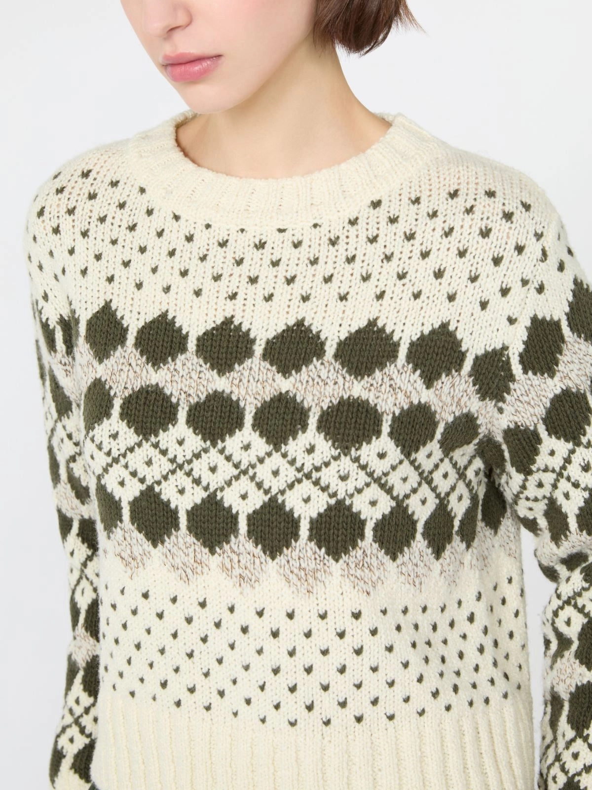 WEEKEND Maglia in lana e cachemire jacquard - VERDE KAKI WKDRANCH 001 WEEKEND 