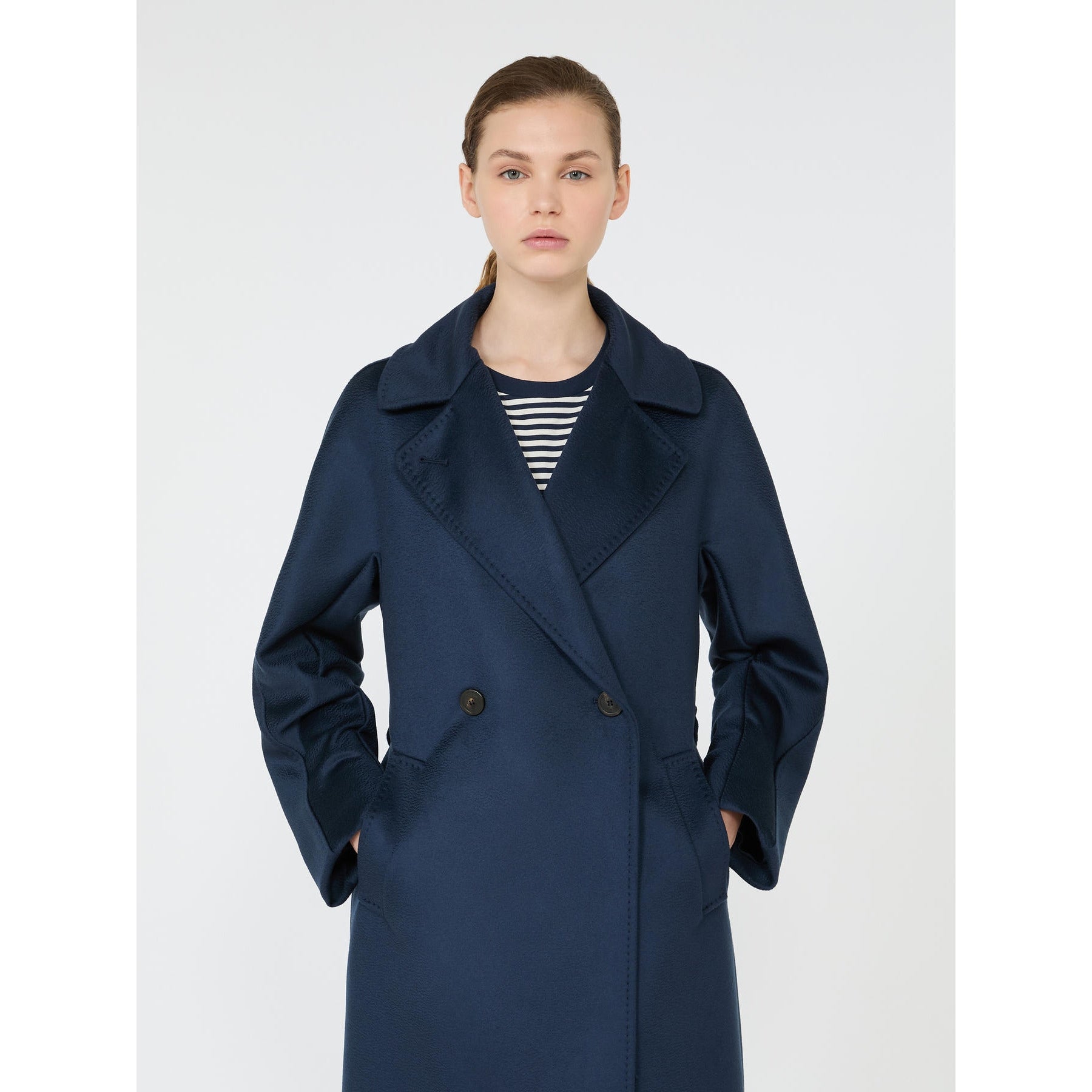 WEEKEND Cappotto doppiopetto in lana - BLU MARINO WKDRESINA 091 WEEKEND 