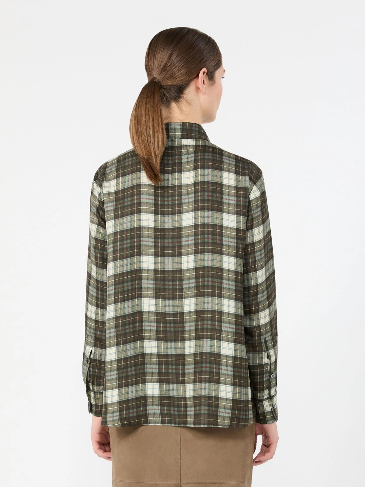 WEEKEND Camicia in twill di seta Check - VERDE KAKI WKDRETE 001 WEEKEND 