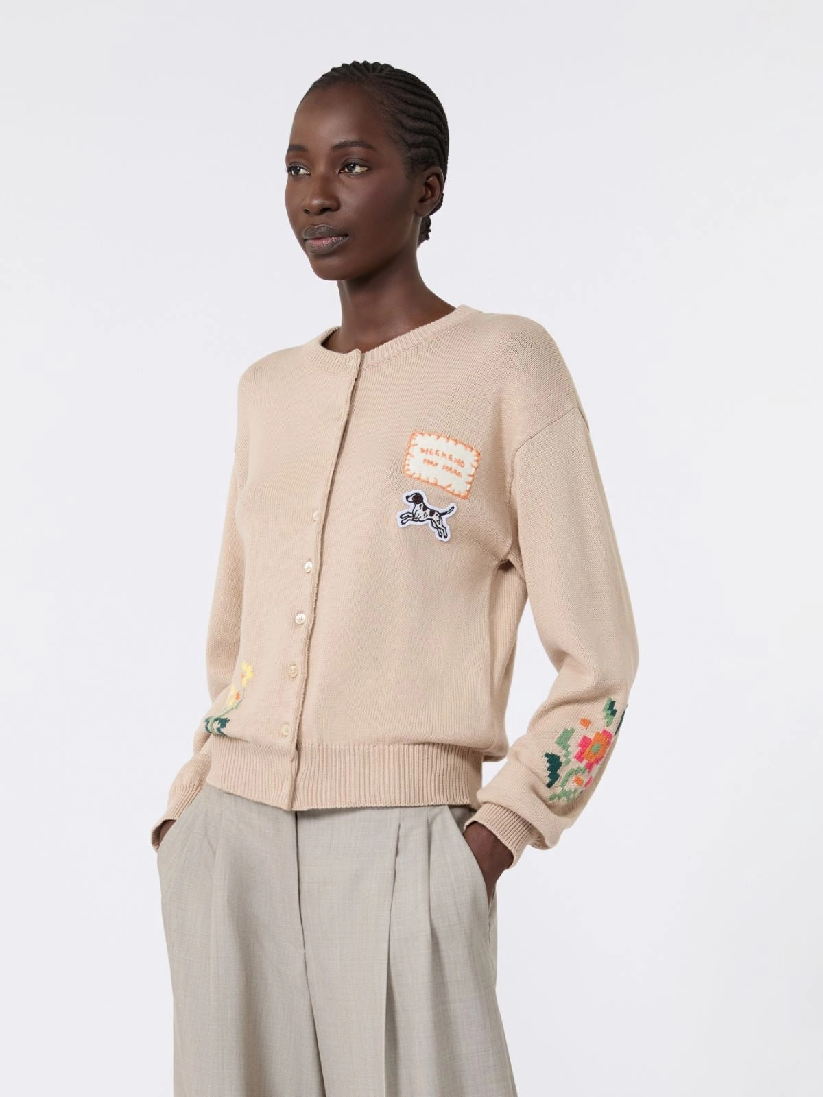 WEEKEND Cardigan in filato di cotone con intarsi - SABBIA WKDTEIERA 022 WEEKEND 