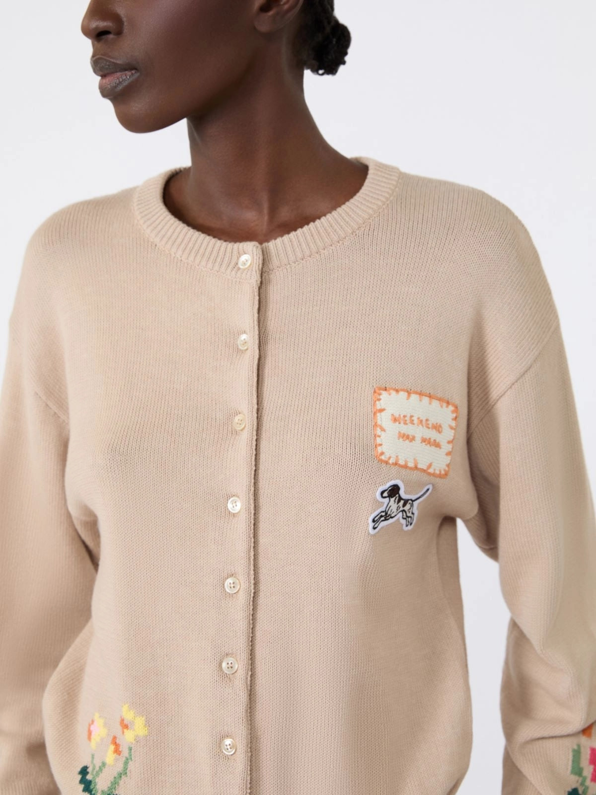 WEEKEND Cardigan in filato di cotone con intarsi - SABBIA WKDTEIERA 022 WEEKEND 