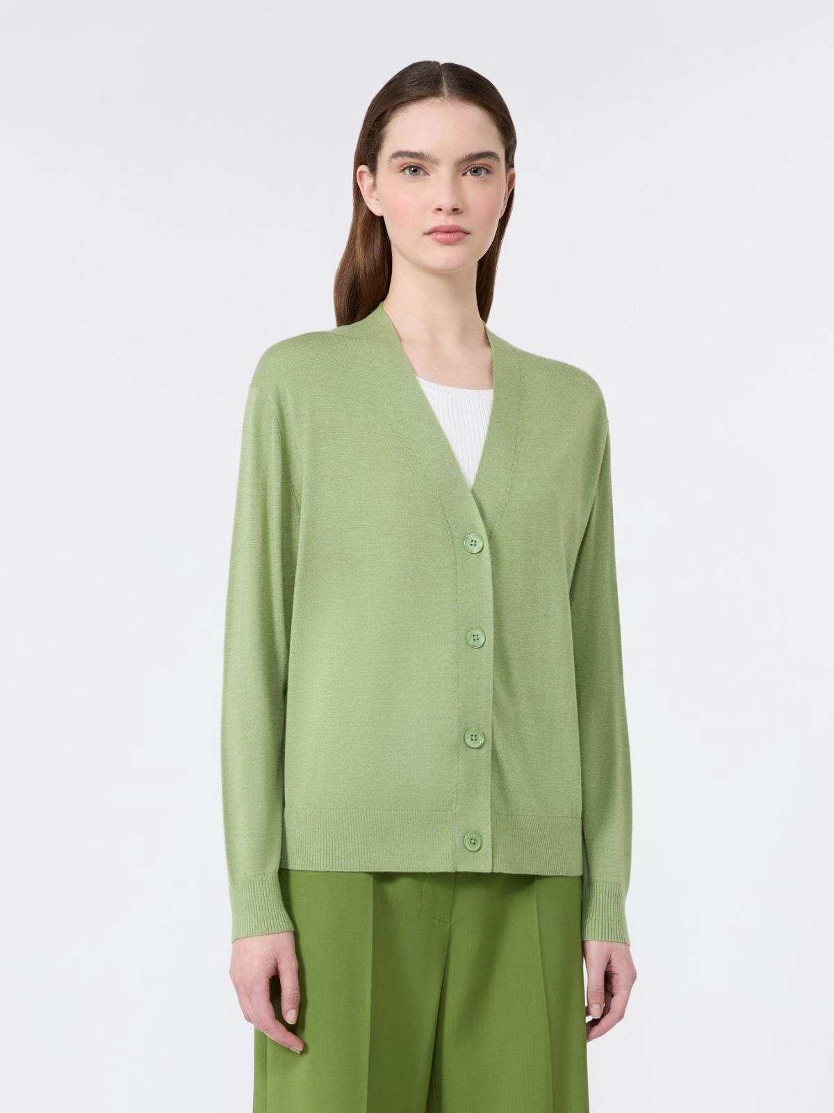 WEEKEND Cardigan a V in lana, seta e cachemire - VERDE WKDTORRE 004 WEEKEND 