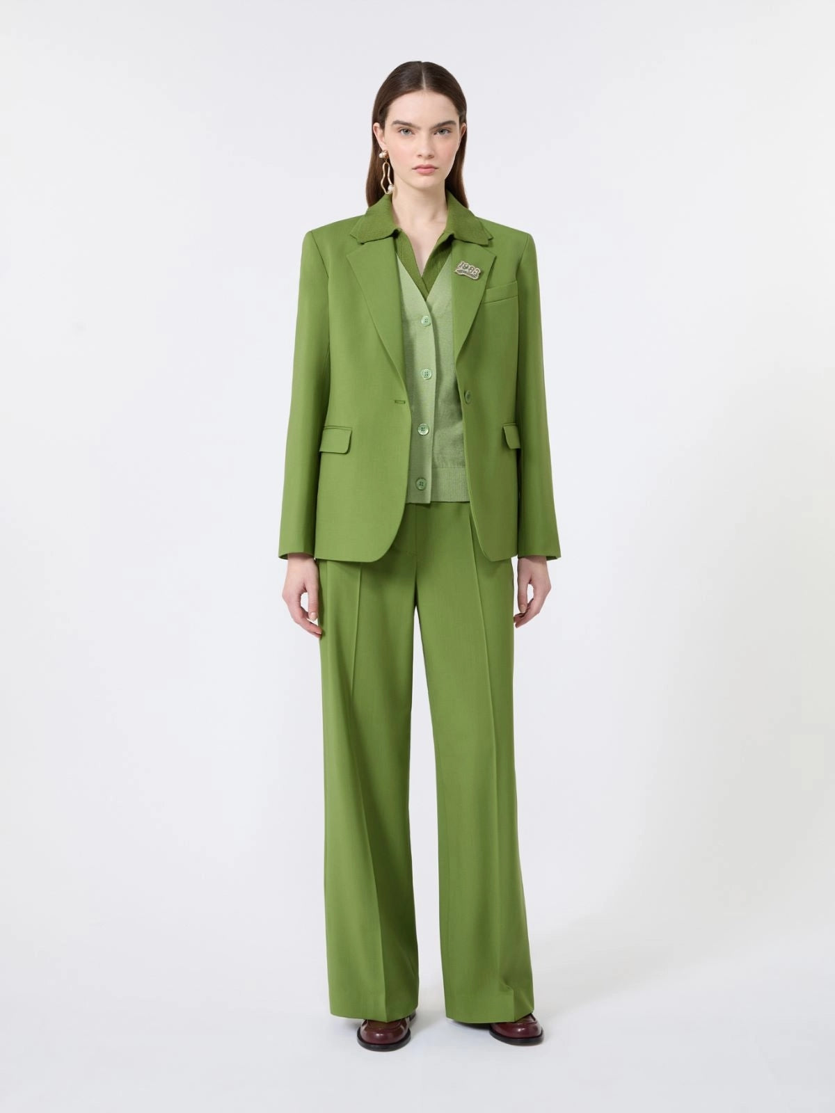 WEEKEND Cardigan a V in lana, seta e cachemire - VERDE WKDTORRE 004 WEEKEND 